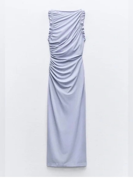 Zara Dresses & Skirts - Zara Light Lavender Ruched Maxi Dress
